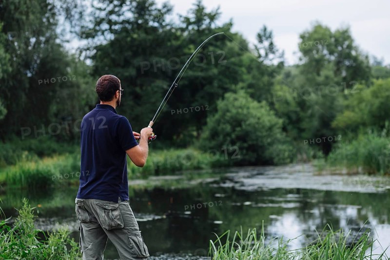 Man fishing lake