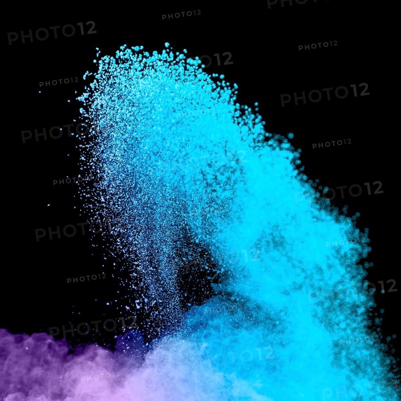 Blue burst powder dark background
