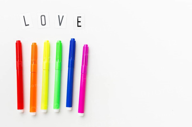 Rainbow markers pride love