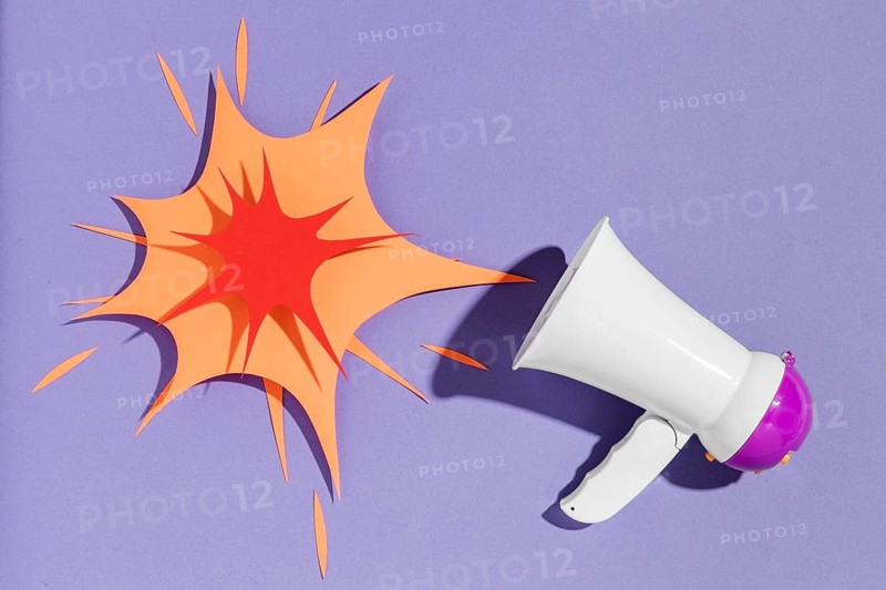 Top view megaphone with paper shape