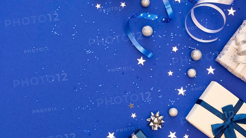 Composition festive wrapped gifts with copy space