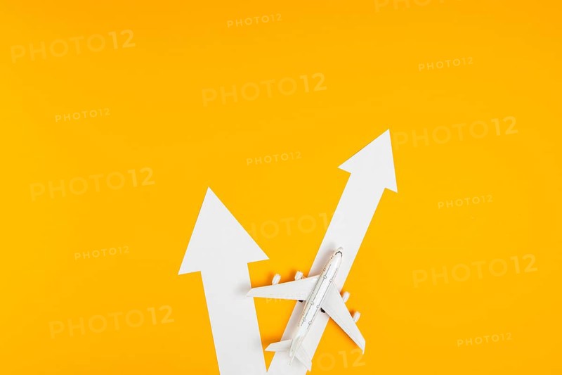 Top view arrows with airplane direction