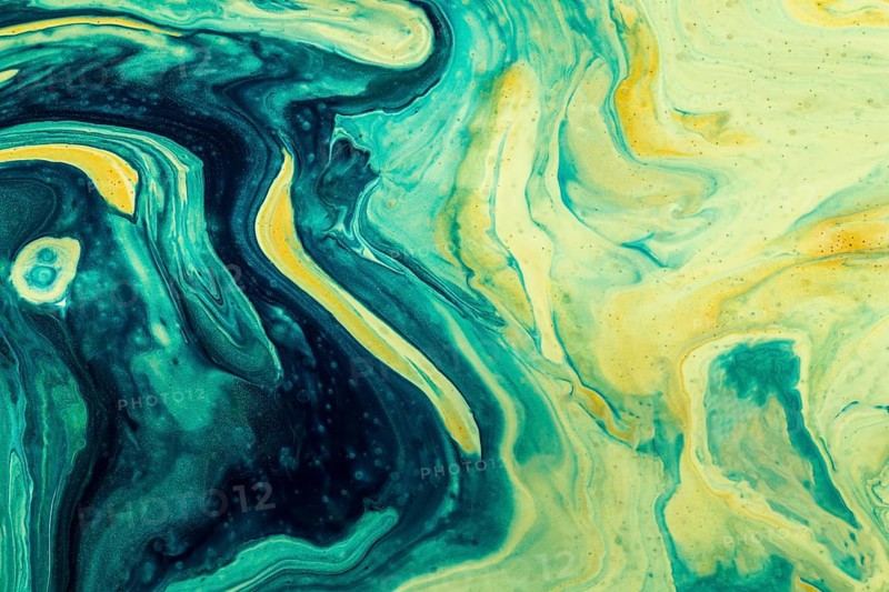 Gradient blue golden abstract mixed paint background
