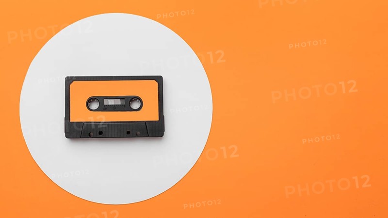 Vintage cassette tape copy space