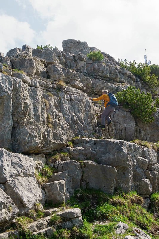 Hiker climbing the Wallberg