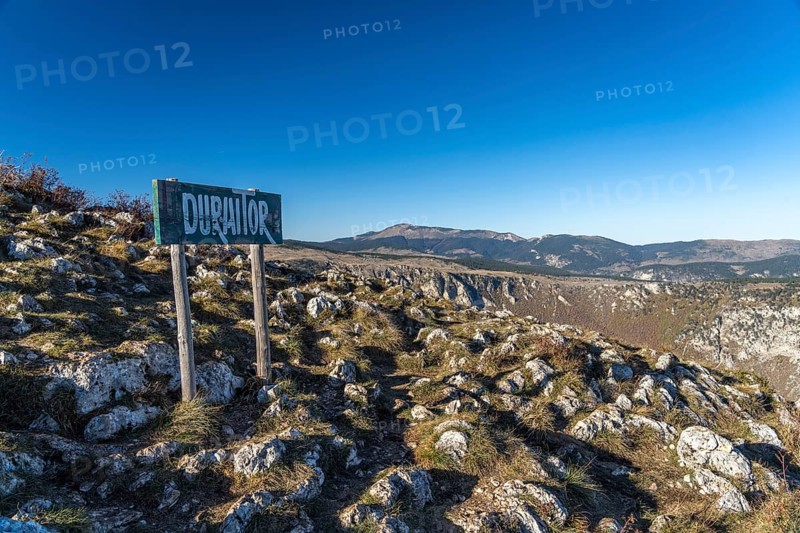 Sign Durmitor at the lookout peak Curevac