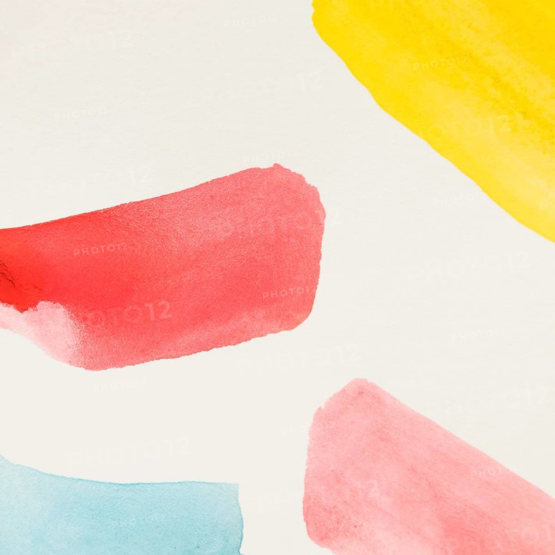 Different yellow red blue brush stroke watercolor white background