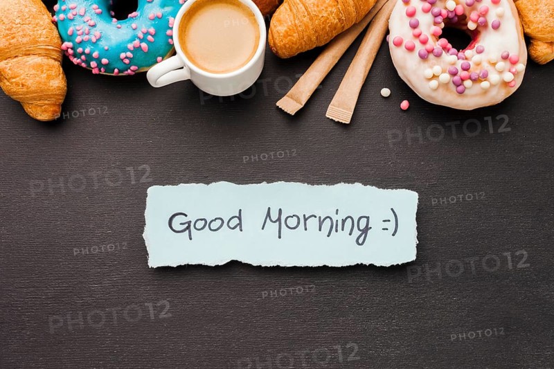 Delicious breakfast with croissants doughnut