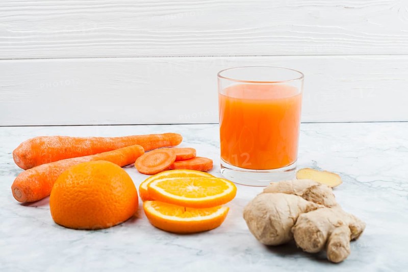 Cut fruit vegetables with smoothie