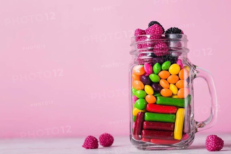 Glass jar with candies