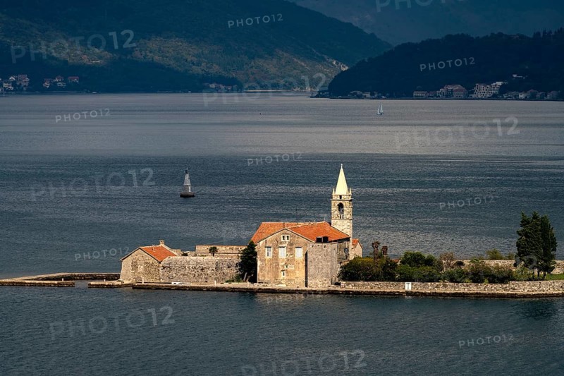 Monastery and Church Ile Notre-Dame De La Misericorde on an Island in the Bay of Kotor
