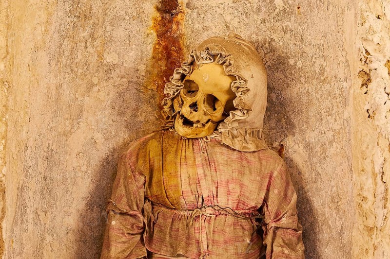 Standing mummy of a little girl