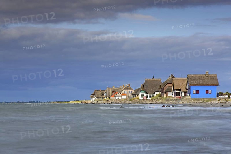 Beach houses along the Baltic Sea on the peninsula Graswarder