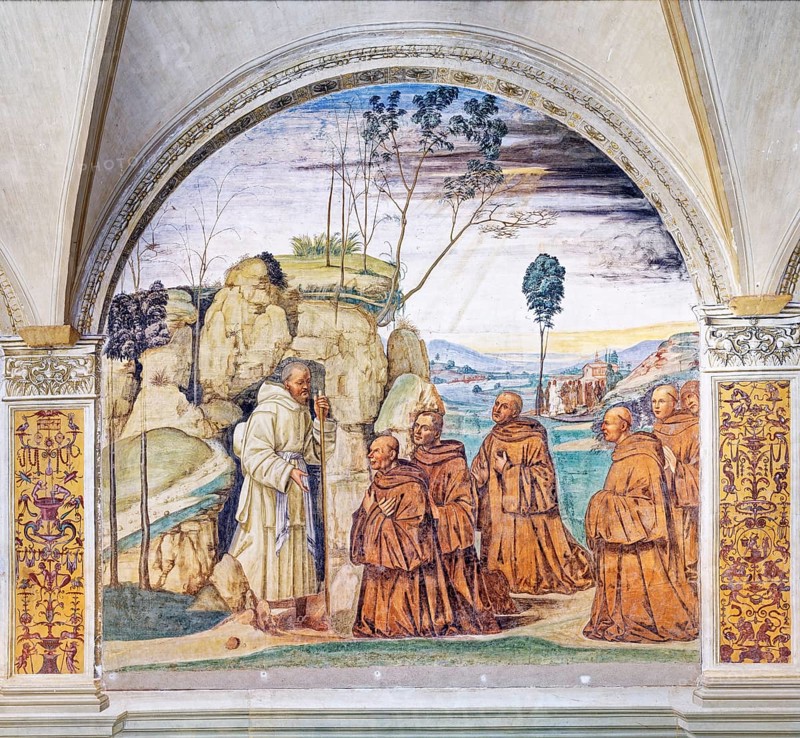 Benedict fulfils the wish of the hermits to become their abbot