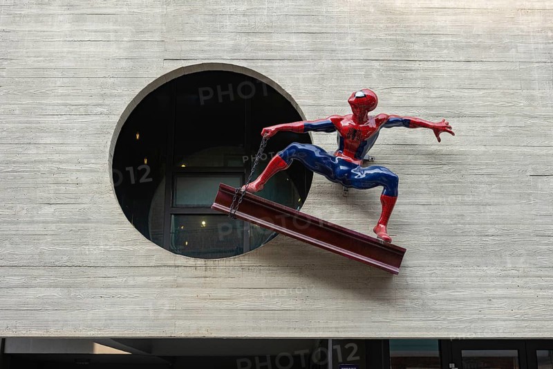 Figure of Spider-Man on a building