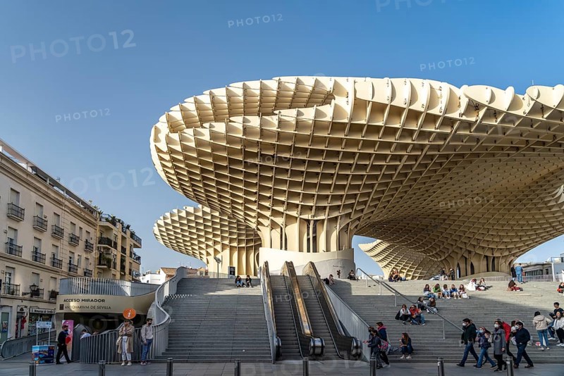 The futuristic wooden construction and observation deck Metropol Parasol at the Plaza de la Encarnacion
