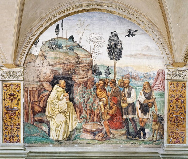 Benedict instructing peasants in divine doctrine