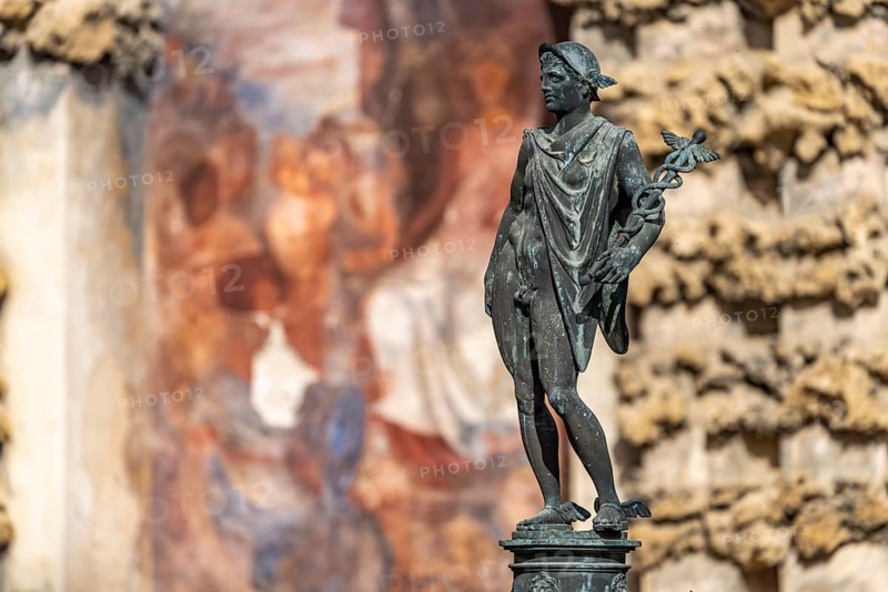 Statue of Mercury in front of the Grotto Gallery Galeria del Grutesco