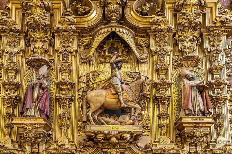 Wood carving in a side chapel of the Cathedral of Santa Maria de la Encarnacion in Granada