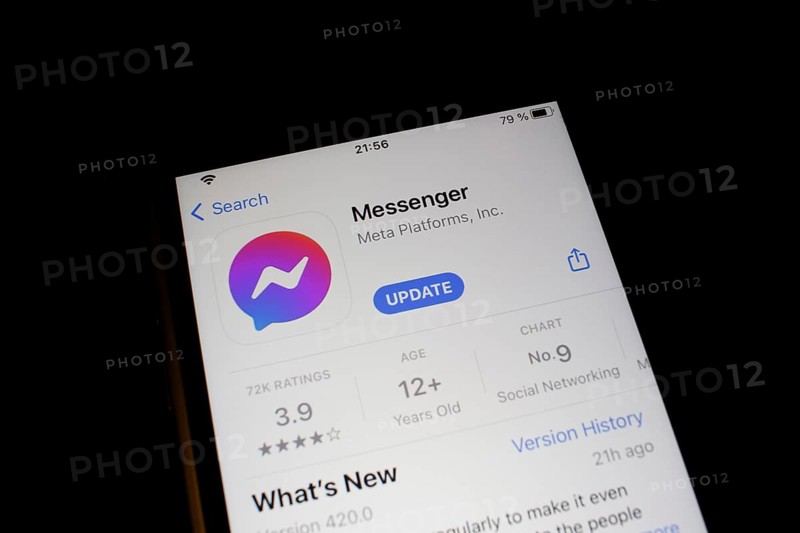 Detailed view of a smartphone with Facebook Messenger app in the iPhone App Store