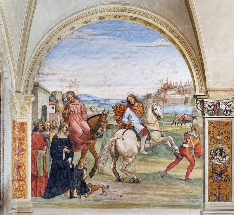 Benedict leaves his parental home in Norcia to ride to Rome to study