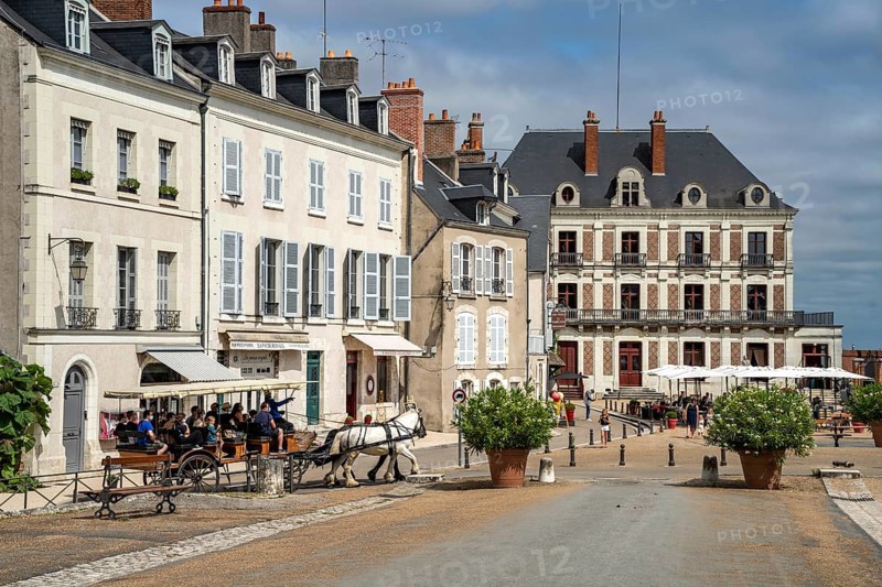 Horse-drawn carriage in the Place du Chateau square