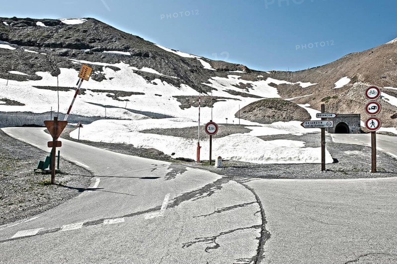 Photo with reduced dynamic saturation HDR of mountain pass alpine mountain road alpine road pass road pass Col du Galibier