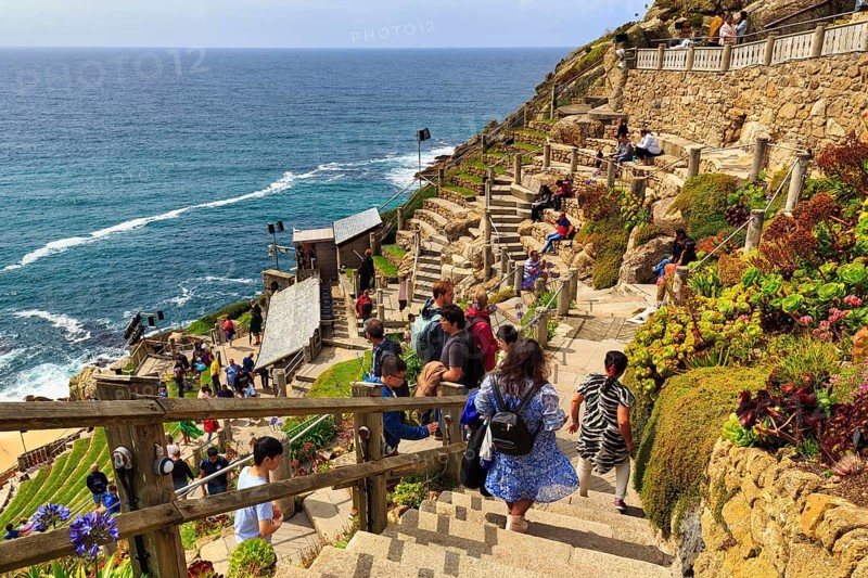 Visitors walking on stairs