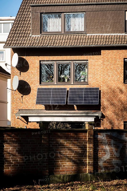 Solar panel on a roof of an allotment house in Duesseldorf