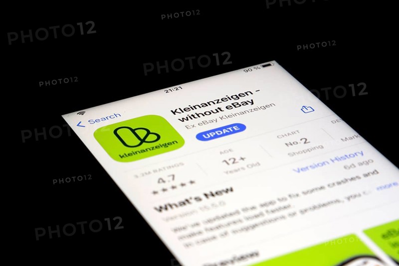 Detailed view of a smartphone with ebay classifieds app in the iPhone App Store