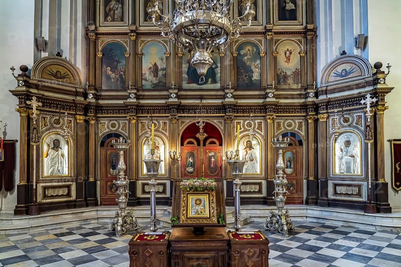 Interior of the Serbian Orthodox Church of St Nicholas in Kotor