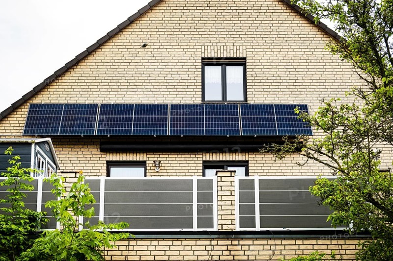 Balcony power plant on a house in Duesseldorf