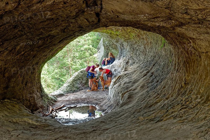 Stone tunnel at the rock formation Drei Zinnen