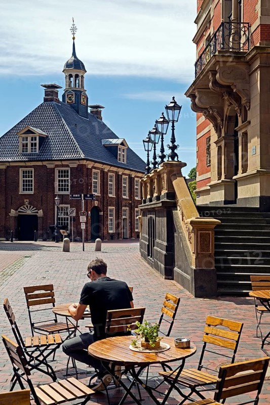Historic houses in the old town with the Old Scales