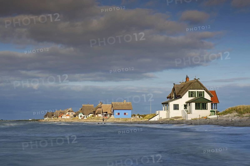 Beach houses along the Baltic Sea on the peninsula Graswarder