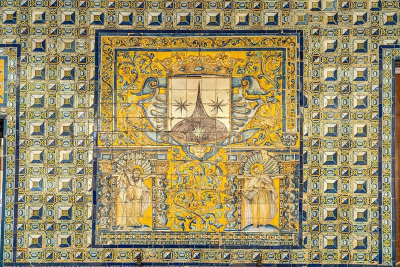 Azulejo ceramic tiles in the interior of the Palacio de la Condesa de Lebrija Palace and Museum in Seville
