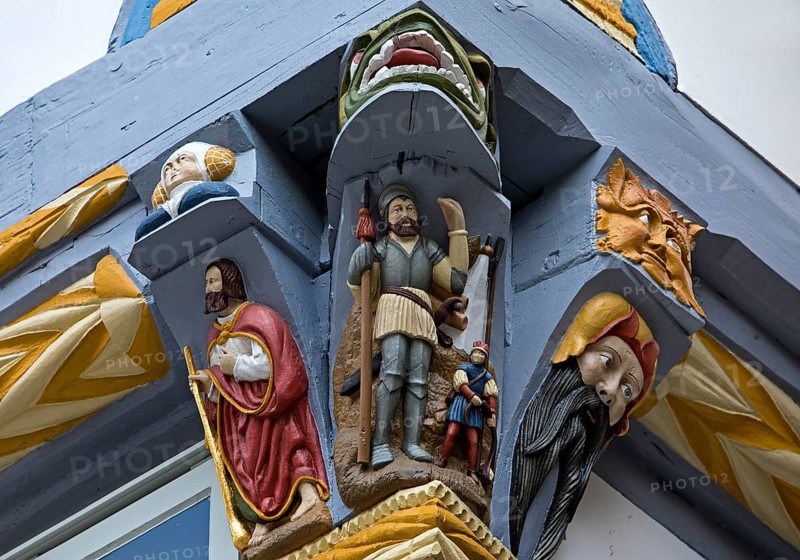 Wood carving on the facade