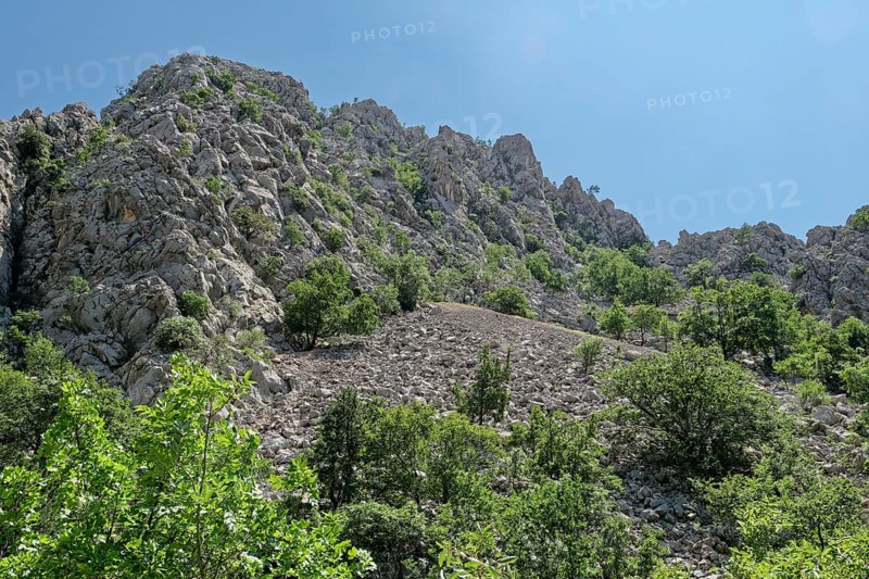 Rock chain in the Paklenica National Park in the Velebit limestone mountains in northern Dalmatia. Paklenica Starigrad