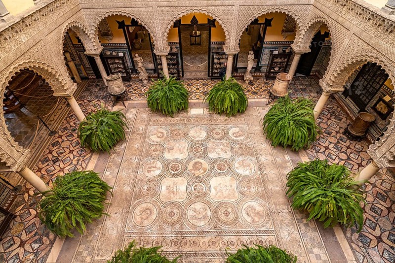 Mosaic in the courtyard of the Palacio de la Condesa de Lebrija Palace and Museum in Seville
