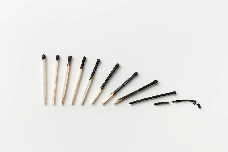 Top view burned matches scale