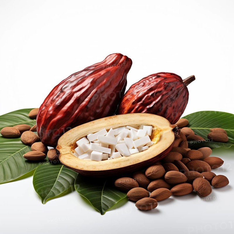 Fresh chocolate fruit in a plantation