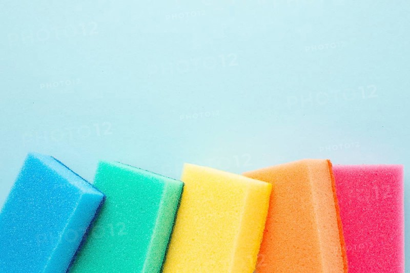 Colorful sponges with copy space