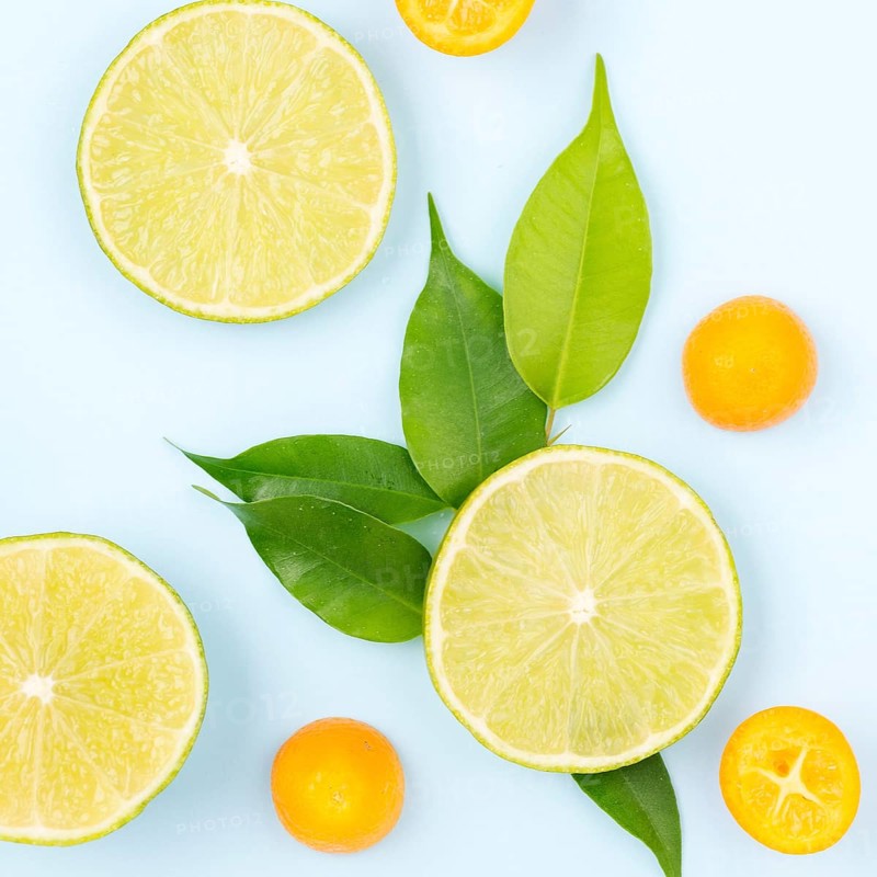 Top view organic lime slices table