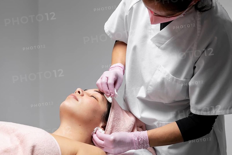 Young woman relaxing beauty salon