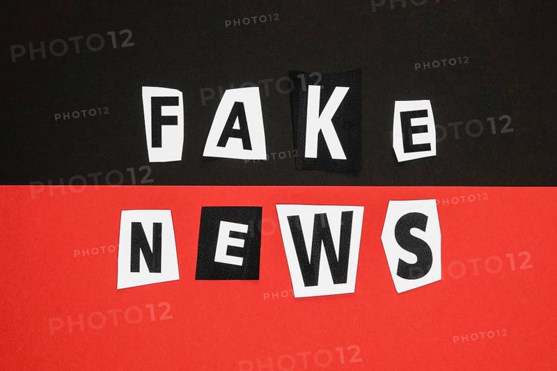 Fake news concept black red