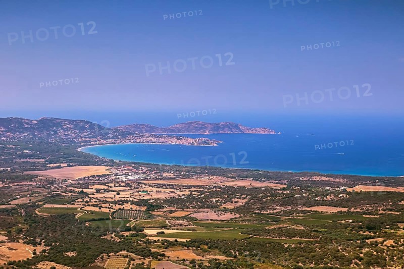Wide view of the bay of Calvi on the northwest coast of Corsica France Europe