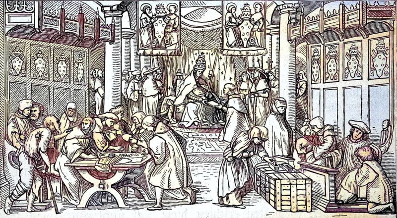 Indulgences in a Basel church with the Medicean coat of arms