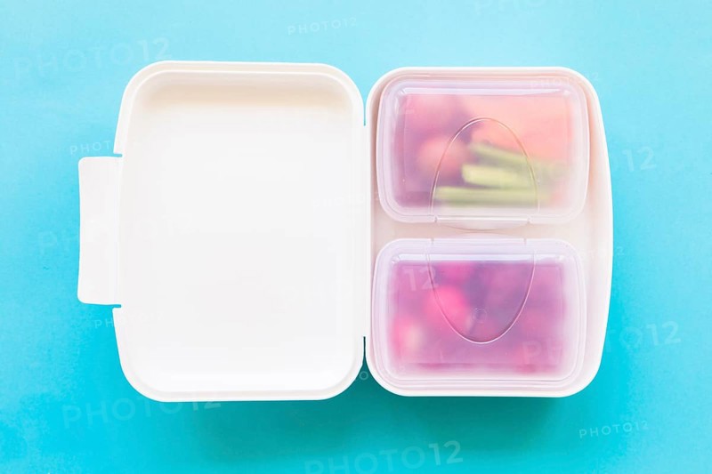 Plastic lunchbox with food