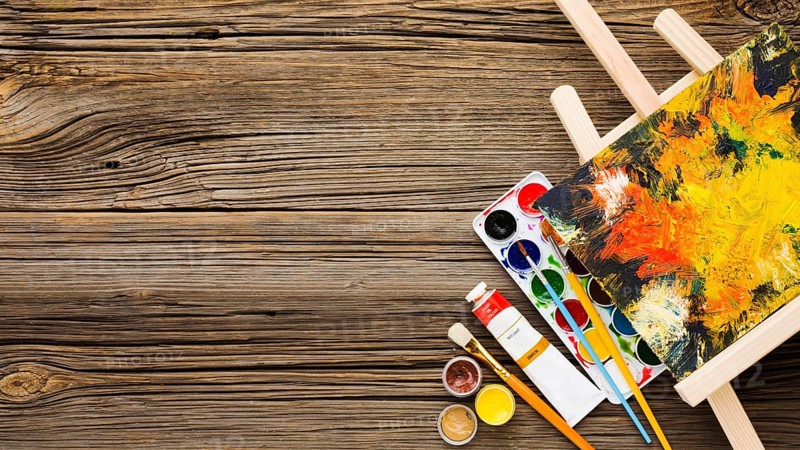 Copy space wooden background paint