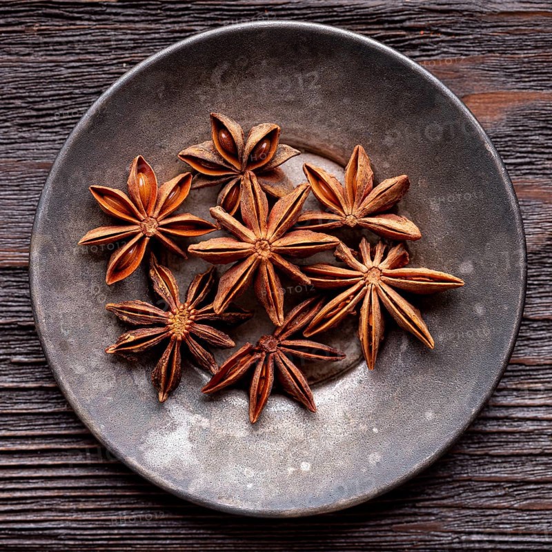 Top view plate with star anise